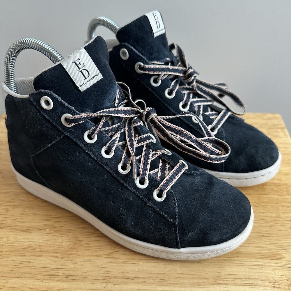ED Ellen DeGeneres Camarillo High Top Sneakers Black Suede Womens 6.5 Shoes